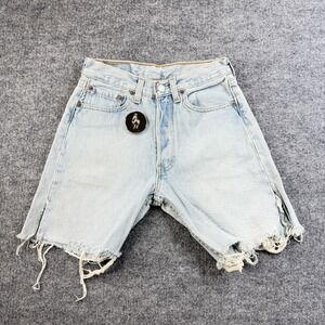 Levi's Shorts Womens Blue Denim Distressed Frayed Hem Button Fly USA Made - W24